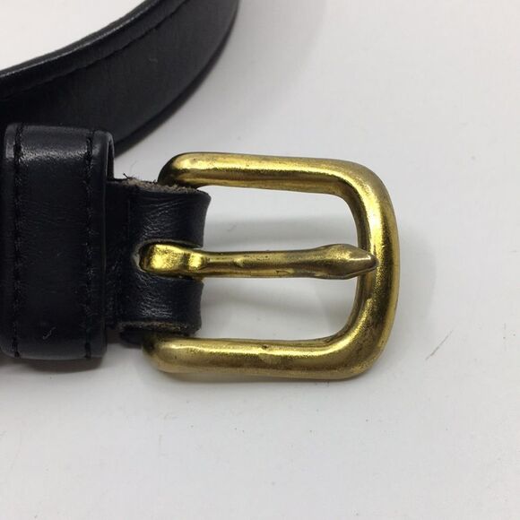 Vintage COACH Black Leather Belt with Brass Buckle made in NYC plant. main image 11